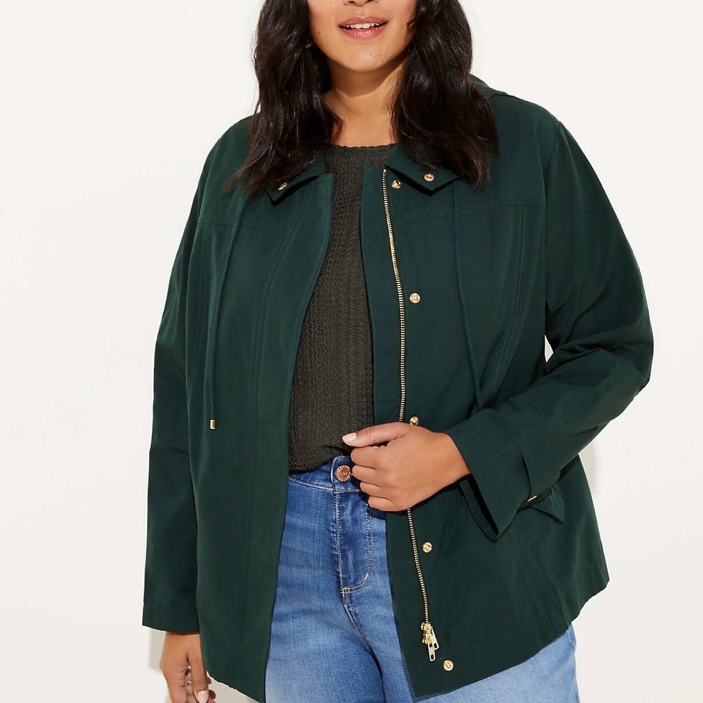 Emerald Green LOFT Raincoat, Size 18